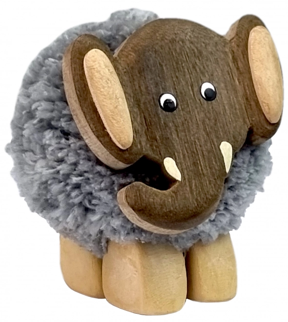 Figura in legno XL pompon elefante