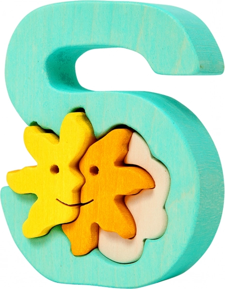 Lettera in legno S con sole – puzzle ad incastro FAUNA