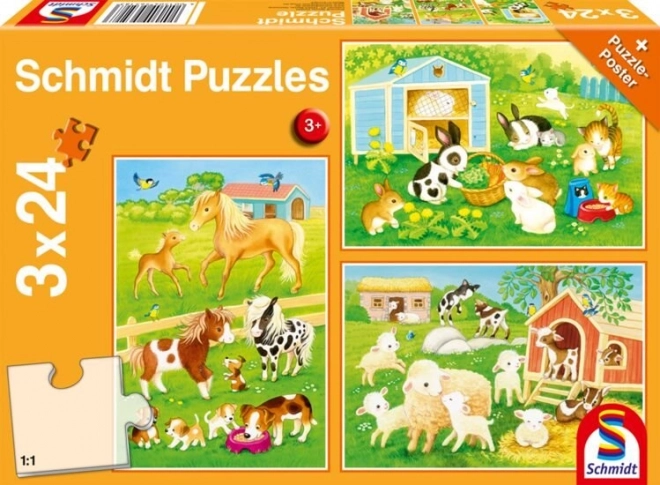 Puzzle Amici della Fattoria 3x24 Pezzi