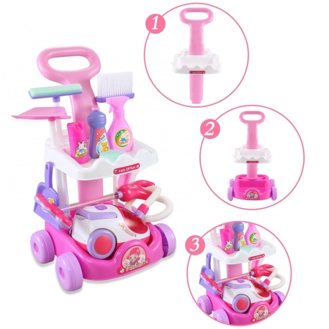 Set pulizie per bambini con carrello e aspirapolvere Woopie