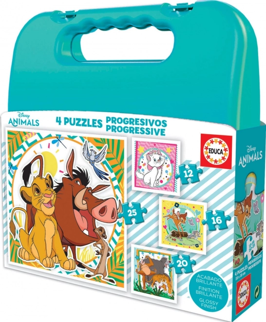 Puzzle a valigetta Disney Animali 4 in 1