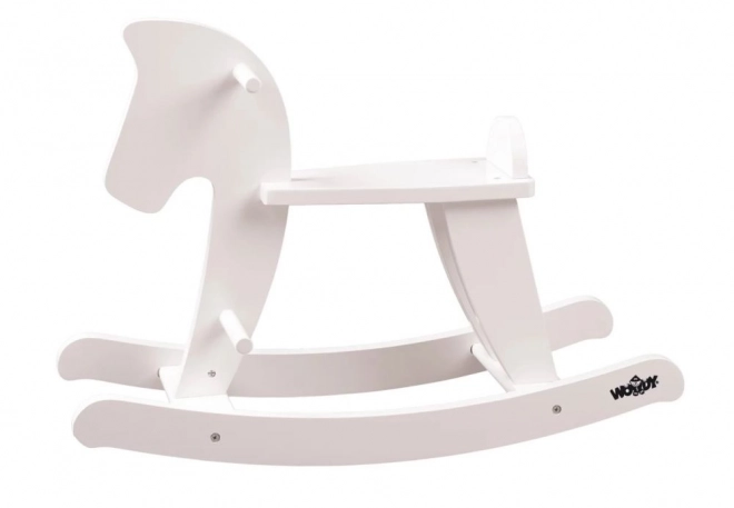 Cavallo a dondolo in legno bianco