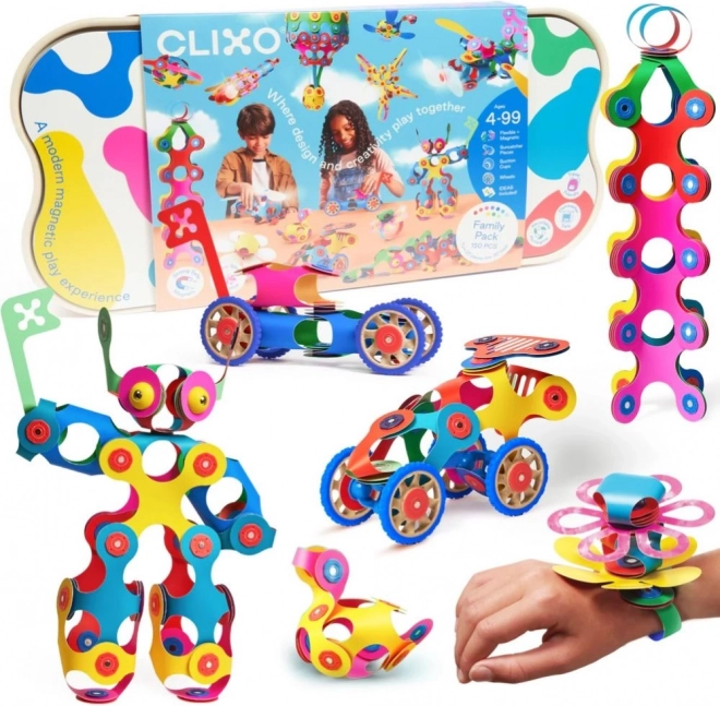 Set Costruzioni Magnetiche Clixo Family Pack - 150 pezzi