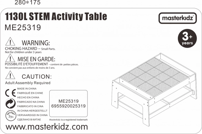 Tavolo educativo in legno Masterkidz con accessori STEM Wall