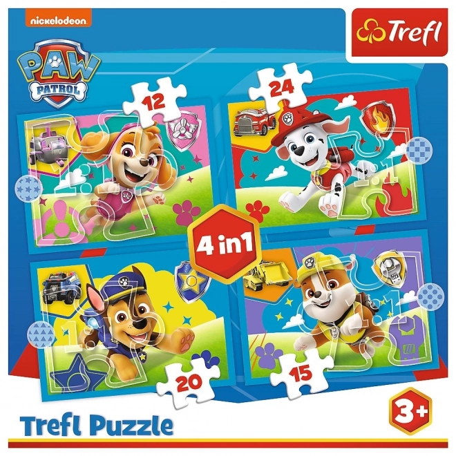 Puzzle 4 in 1 Paw Patrol - Cuccioli in Corsa