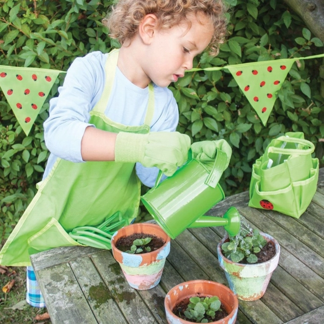 Set di attrezzi da giardino Bigjigs Toys in borsa di tela verde