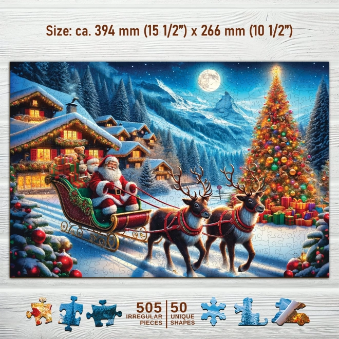 Puzzle in legno slitta di Babbo Natale