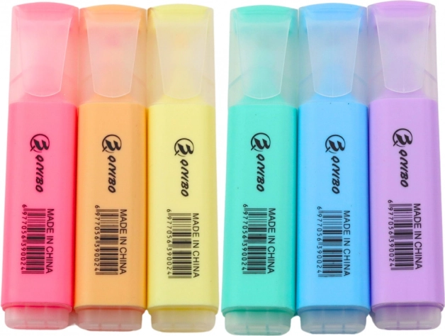 Set di evidenziatori pastello in astuccio, 6 pezzi