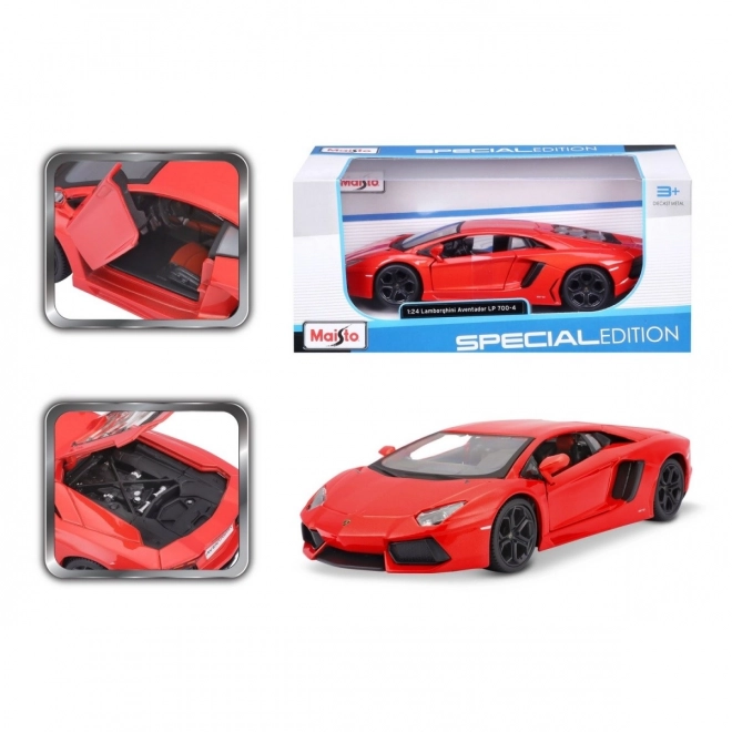 Lamborghini Aventador Coupé in metallo arancione-rosso scala 1:24