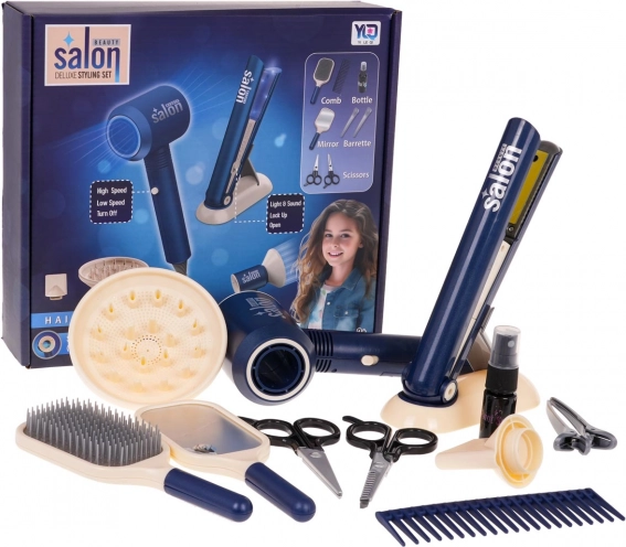 MEGA set parrucchiere per bambini Blu + accessori