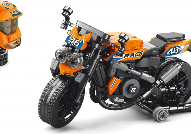 Set di costruzione moto con casco 17 cm
