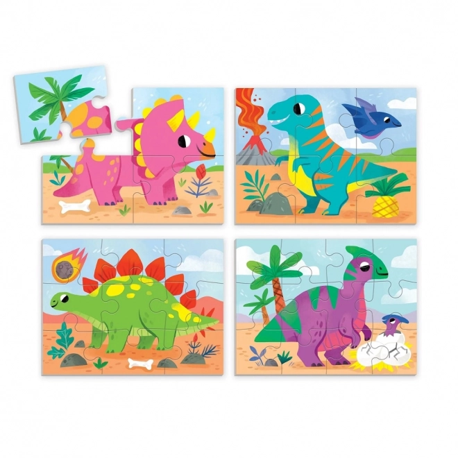 Set di puzzle dinosauri 4 in 1