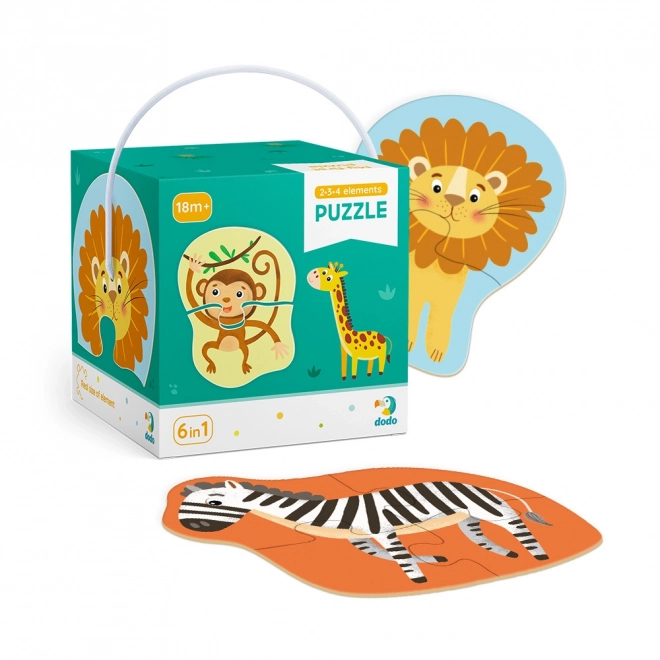 Puzzle 2-3-4 pezzi animali selvatici