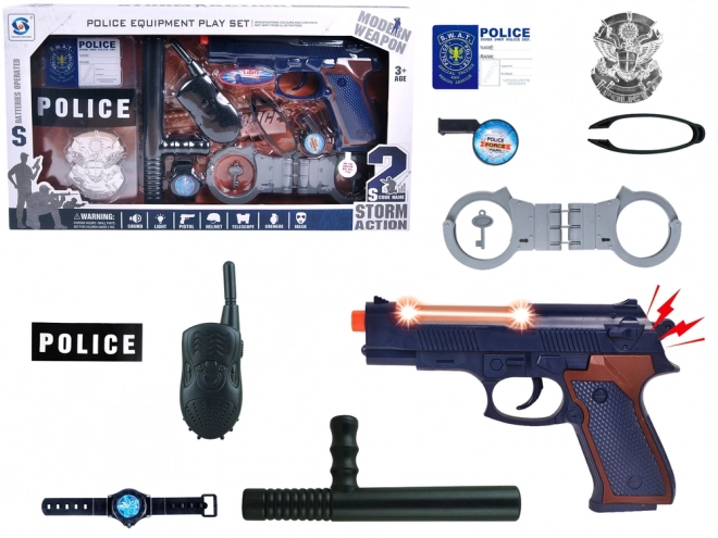 Grande set poliziesco con pistola sonora e badge