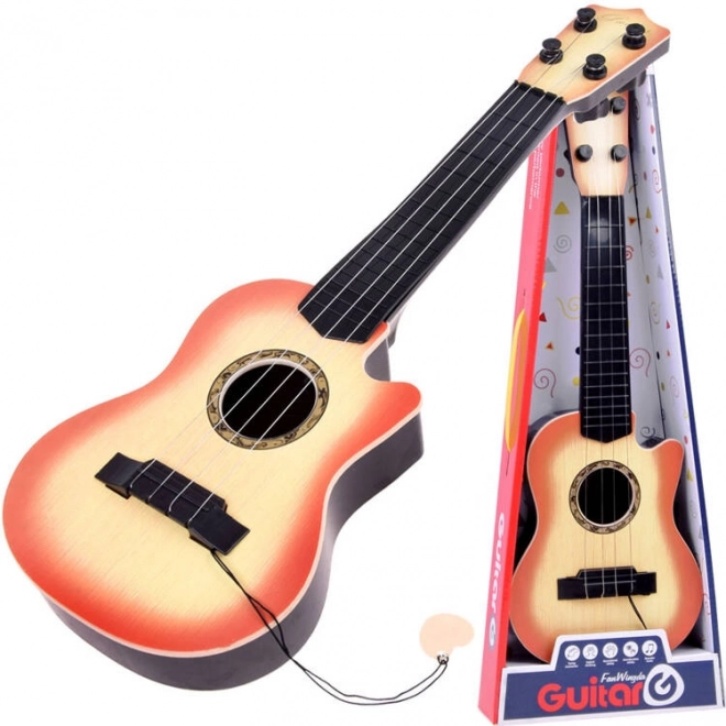 Chitarra a 4 corde per bambini con plettro – marrone chiaro