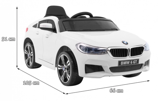 BMW 6 GT Auto bianco a batteria + telecomando + avvio lento + EVA + cinture + LED MP3