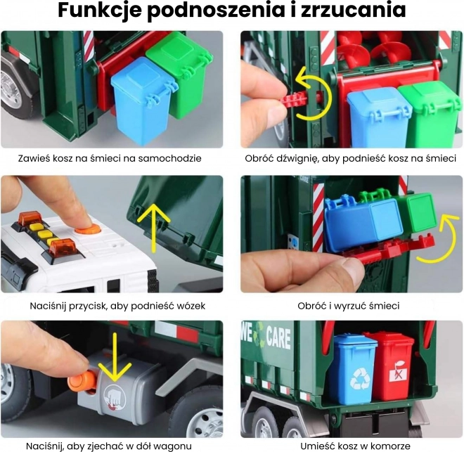 Camion interattivo della spazzatura Purifier 1:10 - Giocattolo educativo per la raccolta differenziata