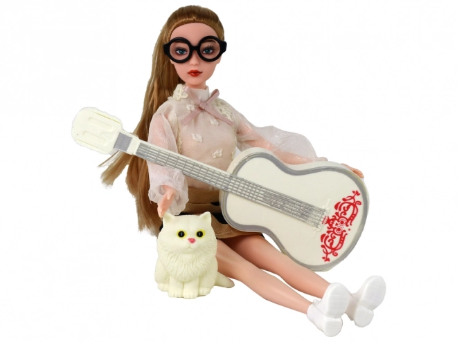 Bambola per Bambini Emily con Chitarra e Gatto