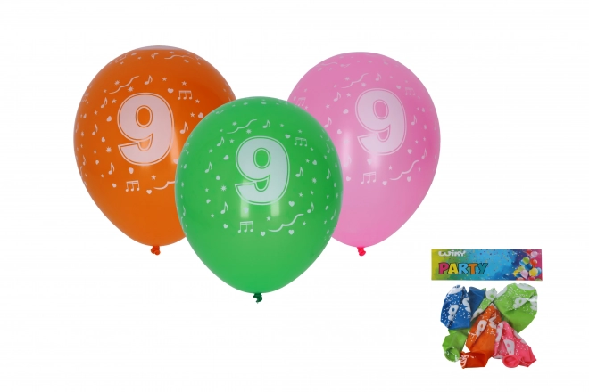 Palloncini 30cm set da 5 con numero 9