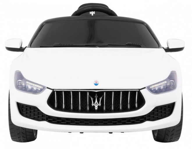 Maserati Ghibli batteria per bambini Bianco + Telecomando + Avvio lento + EVA + MP3 USB + LED