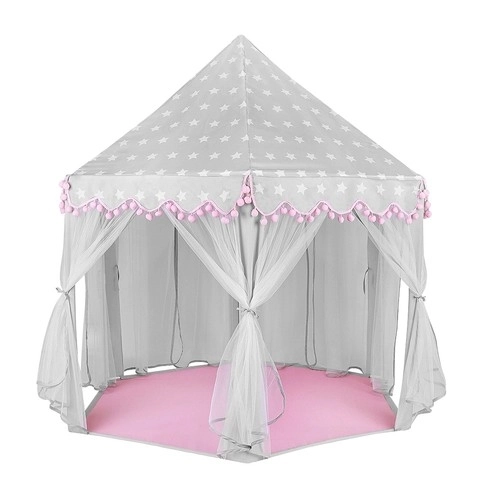 Grande tenda gioco per bambini grigia e rosa