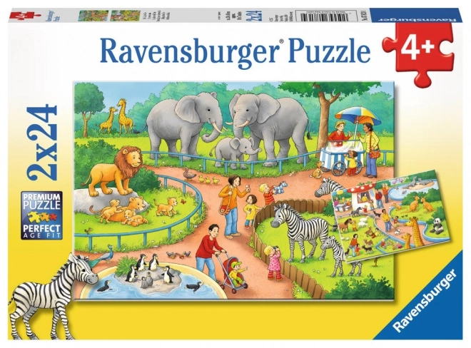 Ravensburger: puzzle 2 in 1 - una giornata allo zoo