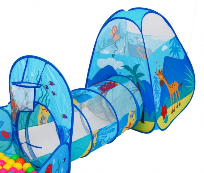 Area giochi 3 in 1 per bambini 3+ Tenda con tunnel e piscina con palline