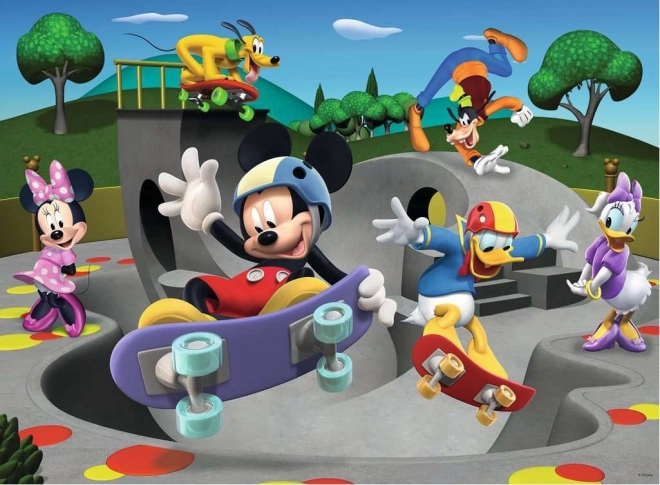 Puzzle XXL 100 pezzi di Mickey e Minnie al parco skate Ravensburger