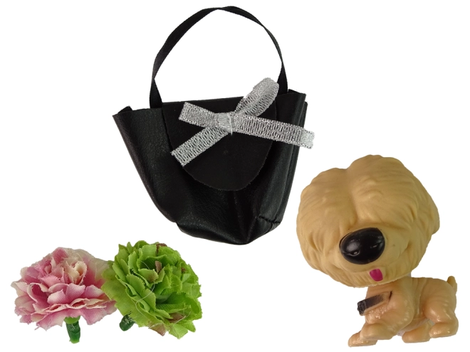 Dolce cagnolino e decorazioni floreali