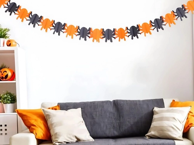 Ghirlanda decorativa Halloween zucca e ragno in carta lunga 3 metri