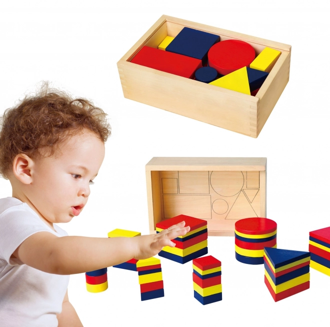 Blocchi logici di legno forme geometriche Viga Toys Montessori