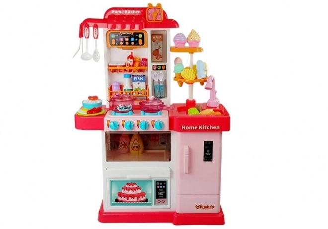 Cucina musicale con luci e acqua rosa