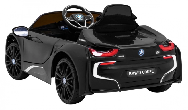 BMW I8 Lift Auto a batteria Nero + telecomando + avvio lento + cinture di sicurezza a 3 punti + MP3 USB + LED