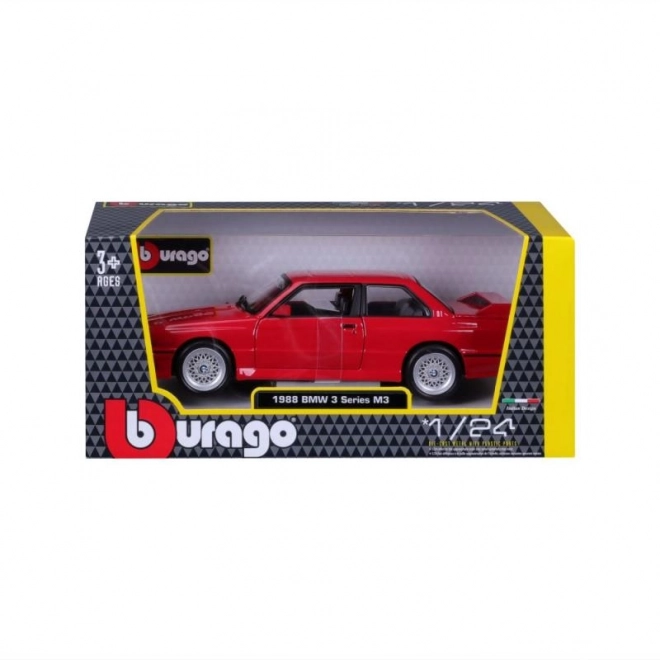 Bburago modello BMW M3 1988 rosso scala 1:24