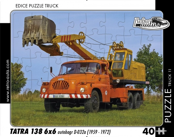 Puzzle Retro Camion Tatra 138 6x6 Escavatore 40 Pezzi