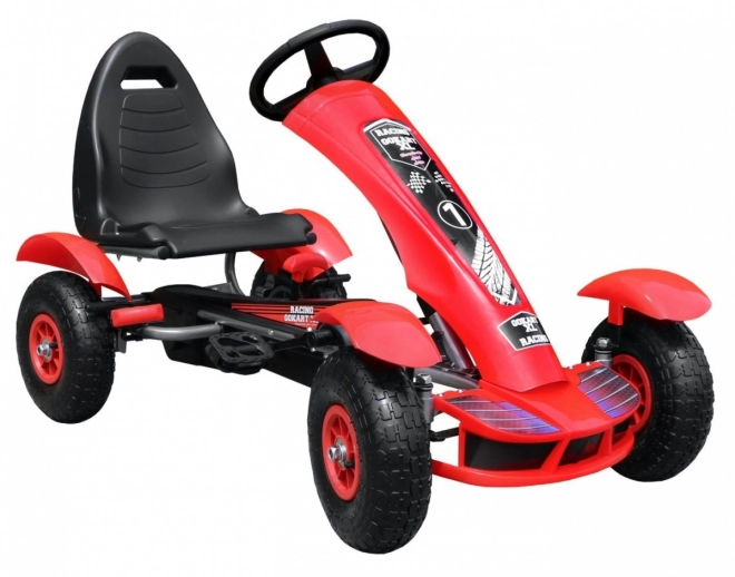 Kart da corsa a pedali XL per bambini 3+ Rosso + Ruote gonfiabili + Sedile regolabile + Ruota libera