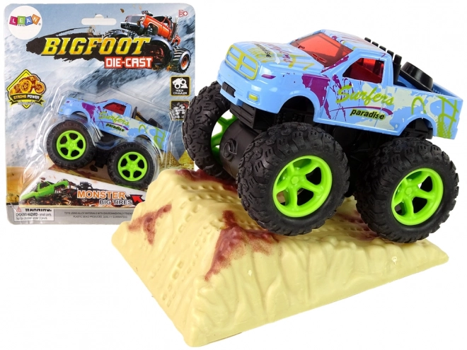 Macchina giocattolo Monster Truck con gomme in gomma e rampa