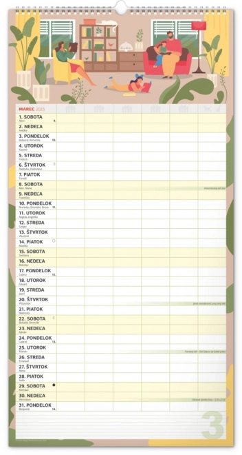 Calendario da parete pianificatore familiare XXL 2025