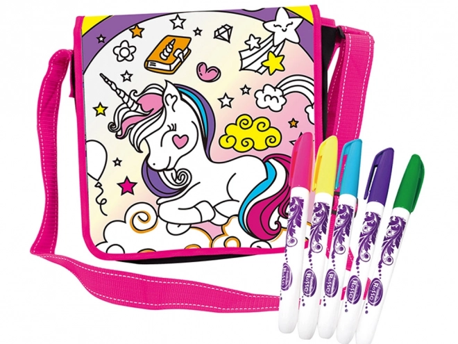 Borsa da colorare con unicorni e pennarelli