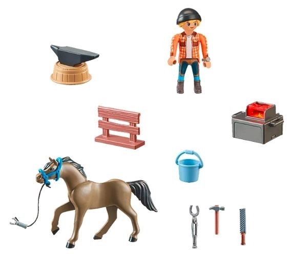 Set Figure PLAYMOBIL Horses: Maniscalco Ben e Cavallo Achilles