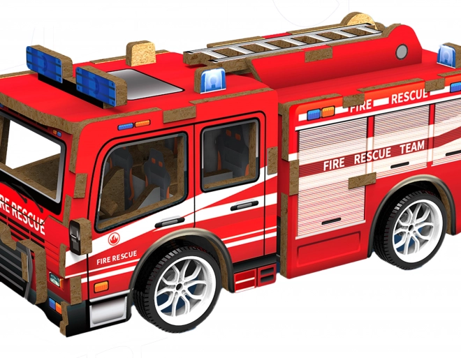 Puzzle 3D camion dei pompieri in legno 12 cm