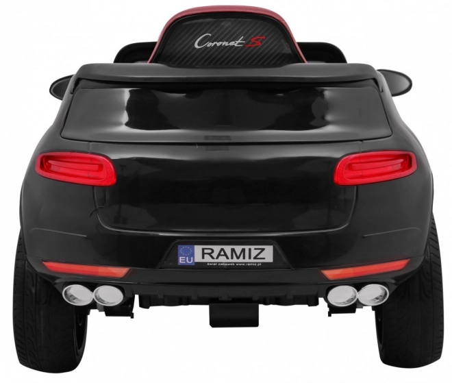 Auto a batteria Turbo-S per bambini nero + telecomando + avvio lento + ruote EVA + radio MP3