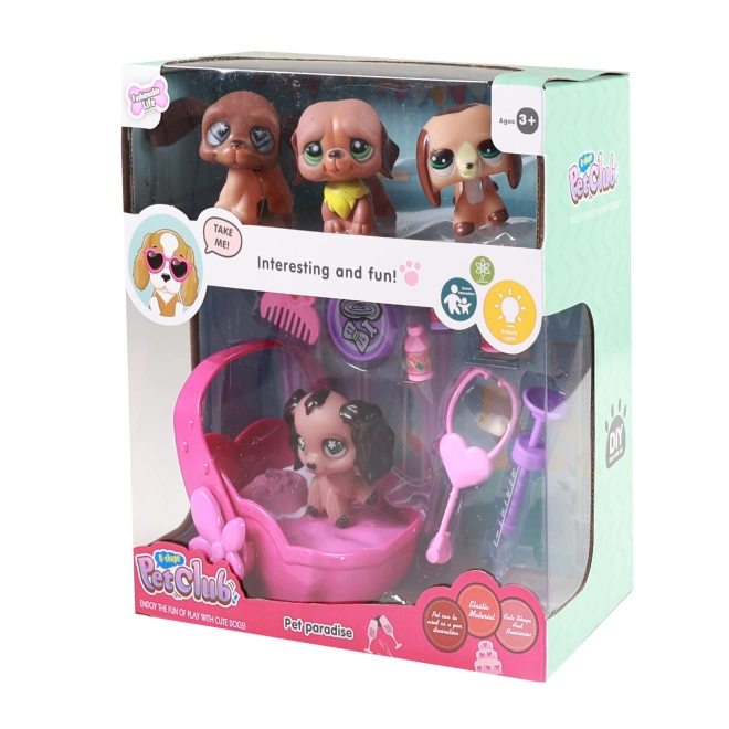 Set di Cuccioli con Accessori e Trasportino con Suoni e Luci