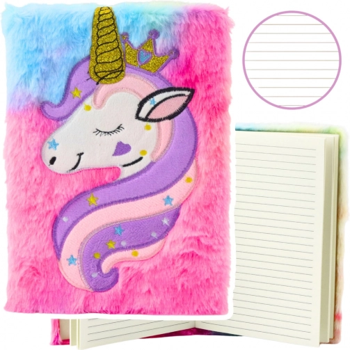 Taccuino Peluche Unicorno con corno d'oro A5 80 fogli