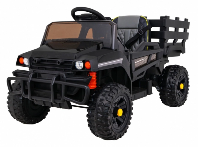 Pick-up agricolo per bambini nero + telecomando + portapacchi + pala + EVA + MP3 LED