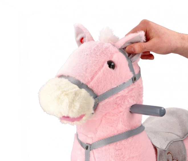 Cavallo a dondolo rosa con ruote