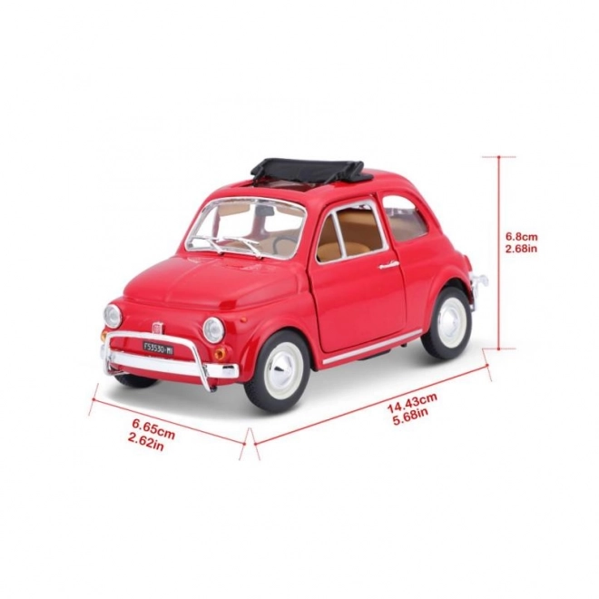 Modellino Fiat 500L (1968) rosso in scala 1:24