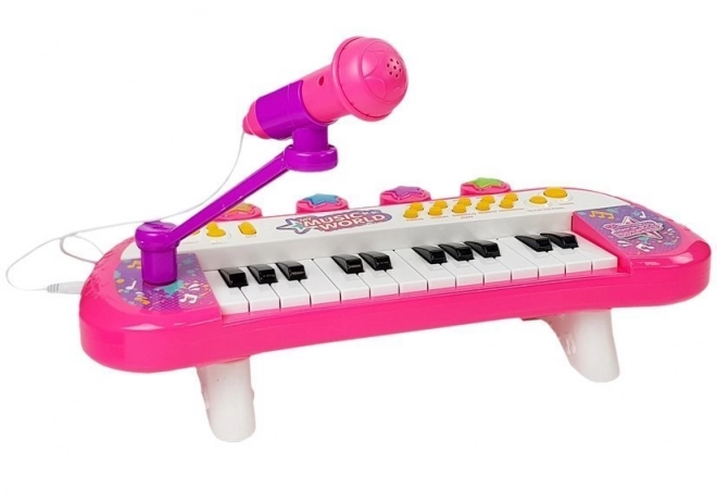 Tastiera Bambini con Microfono Rosa 24 Tasti USB