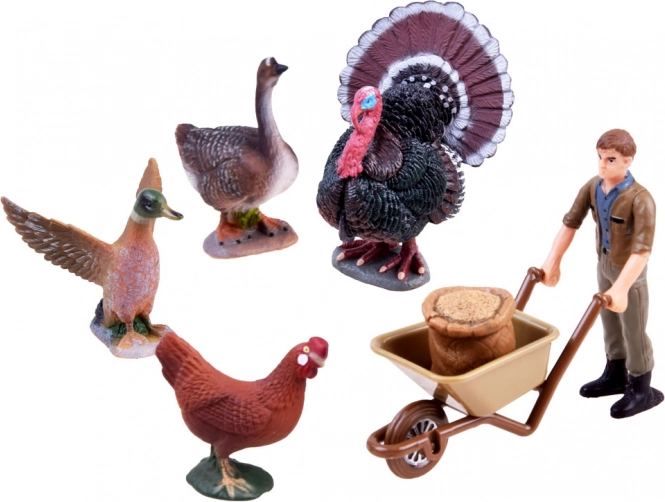Set completo di animali e contadino