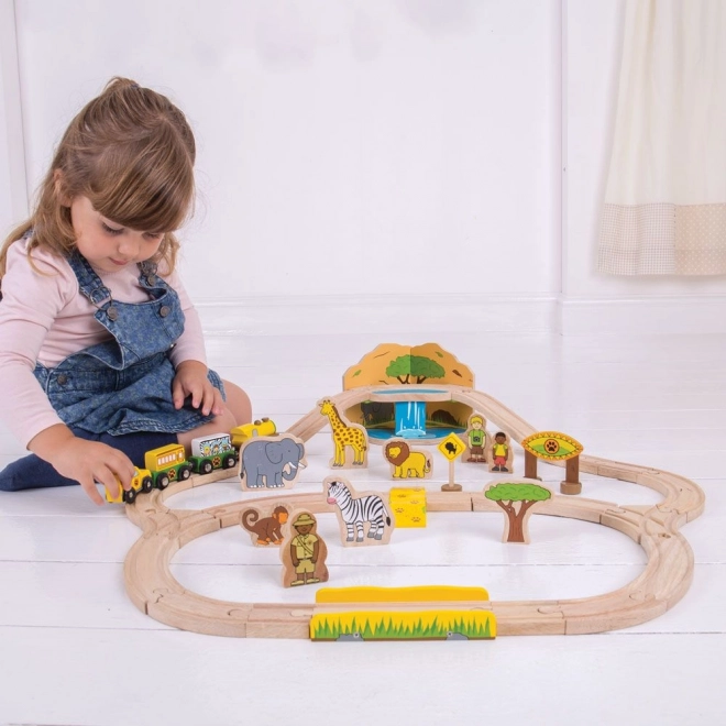 Bigjigs Rail pista di treni in legno Safari